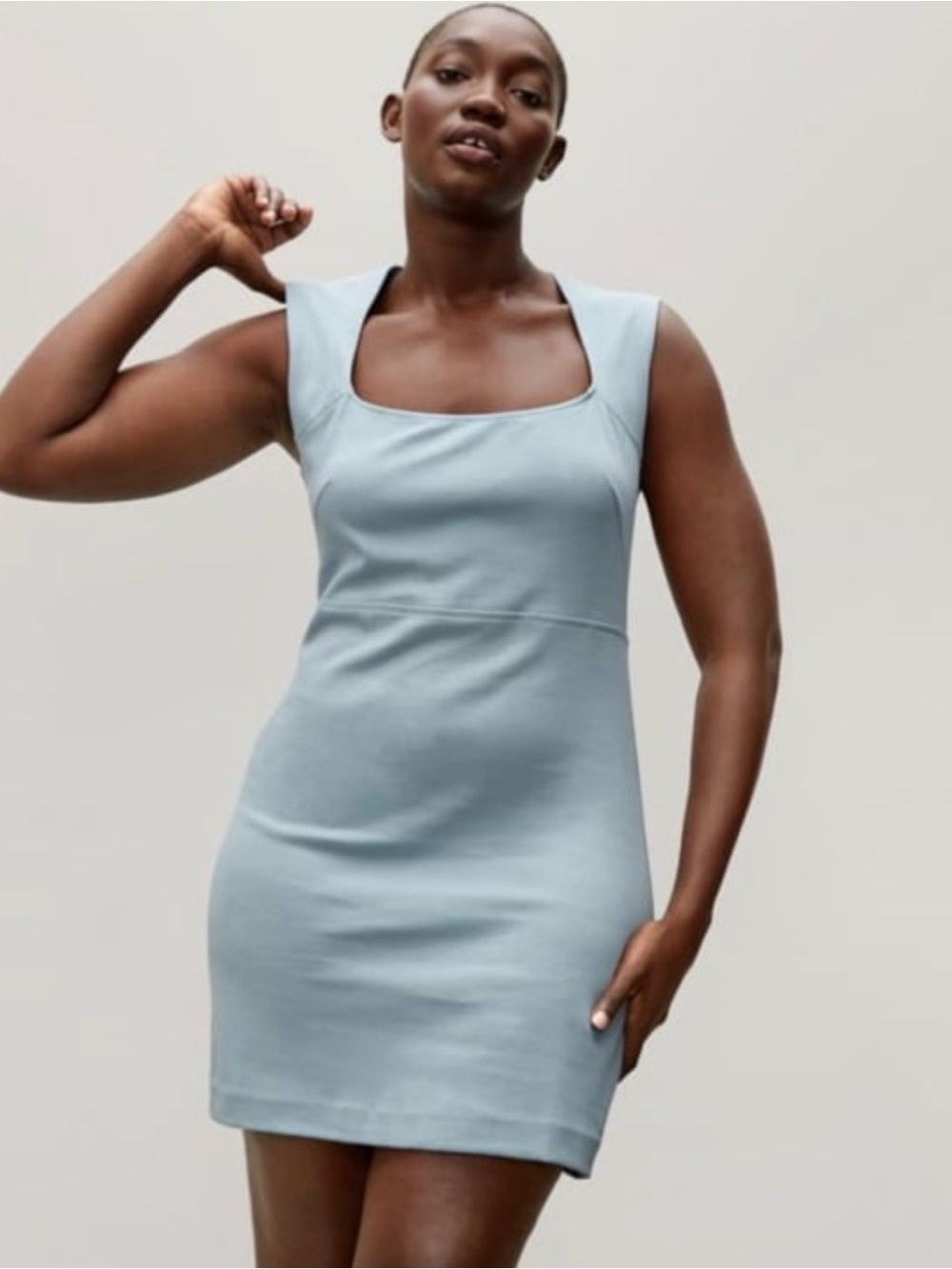 Everlane Light Blue Square-Neck Mini Dress The 90’s Mini Dress